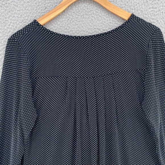 J Jill Top Womens Extra Small Black Polka Dot Wearever Long Sleeve Knit Stretch - Picture 4 of 10
